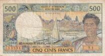 Polinesia Francesa 500 Francs - Coastal landscape of the Marquesas Islands - Uvea Island in the Loyalty Islands - ND (1970-1992)