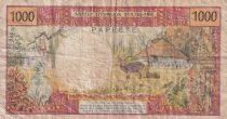 Polinesia Francese 1,000 Francs - Traditional House - The Church of Vao and a Kagu Bird - ND (1971-1983) - Series X.8