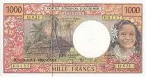 Polinesia Francese 1000 Francs Tahitian woman - Hut - 1996 - Serial Q.024 - UNC - P.2g