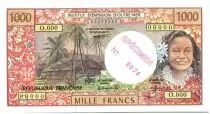 Polinesia Francese 1000 Francs Tahitian woman - Hut - Specimen - 1985