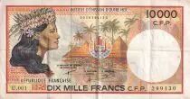 Polinesia Francese 10000 Francs - Tahitian girl - Fishs - ND (1985) - Serial B.1 - P.4a