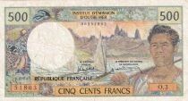 Polinesia Francese 500 Francs - Coastal landscape of the Marquesas Islands - Uvea Island in the Loyalty Islands - ND (1970-1992)