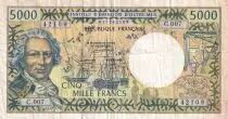 Polinesia Francese 5000 Francs - Bougainville - Boats - ND (1996) - Serial C.007 - P.3c
