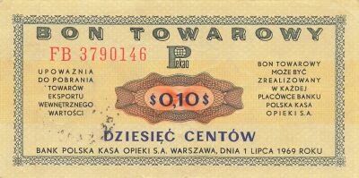 Pologne 10 Cents - Certificat de Change - 1969 - P.FX24
