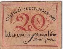 Polonia 20 Pfennig - Lubeck - 1921