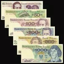 Polonia Set of 6 differents banknotes - 20 to 1000 Zlotych - UNC
