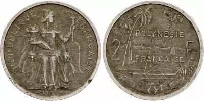 Polyn�sie Fr. 2 Francs - Libert� - Paysage - 1965