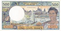 Polynésie Fr. 500 Francs - Polynésien - Pirogue - ND (1992) - Série E.011 - P.1e