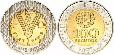 Portogallo 100 Escudos - 50th anniversary of FAO - 1995
