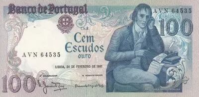 Portogallo 100 Escudos - Manuel Barbosa Du Bocage - 24-02-1981 - Serial AVN