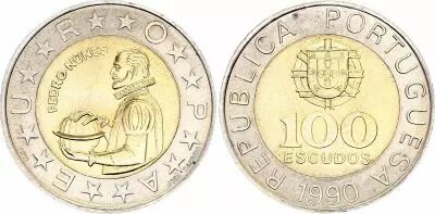 Portogallo 100 Escudos - Pedro Nunes - 1990