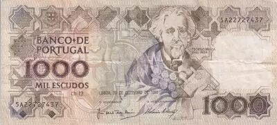 Portogallo 1000 Escudos - T�ofilo Braga  - 20-12-1990 - Serial A
