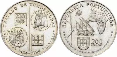 Portogallo 200 Escudos - Treaty of Tordesillas - 1994