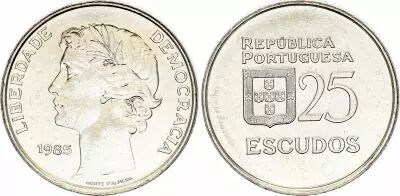 Portogallo 25 Escudos - Republic - 1985