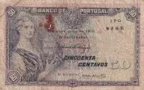 Portogallo 50 centavos - Woman with boat - 1918 - Serial 1PG - F to VF - P.112a