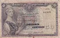 Portogallo 50 centavos - Woman with boat - 1918 - Serial 1PG - F to VF - P.112a