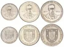Portogallo Set of 3 Coins - 2.5, 5, 25 Escudos - Alexander Herculano - 1977