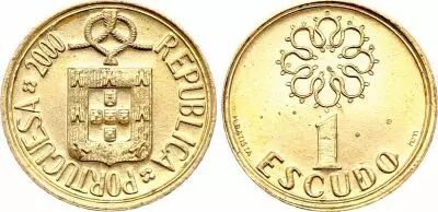 Portugal 1 Escudo - Portugal\'s coat of arms and a sailor\'s bow - 2000