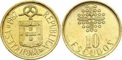 Portugal 10 Escudos - Les armoiries du Portugal et un n?ud marin - 1987
