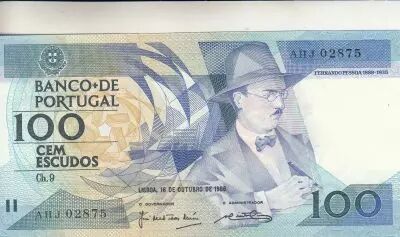 Portugal 100 Cem Escudos  - Fernando Pessoa - 16-10-1986 - S�ries vari�es