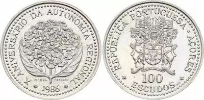 Portugal 100 Escudos - Autonomie r�gionale des A�ores - 1986