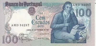 Portugal 100 Escudos - Manuel Barbosa Du Bocage - 24-02-1981 - S�rie AMD