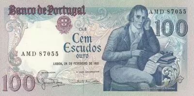 Portugal 100 Escudos - Manuel Barbosa Du Bocage - 24-02-1981 - S�rie AMD