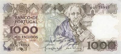 Portugal 1000 Escudos - Teofilo Braga - 1988 - P.181