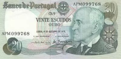Portugal 20 Escudos - Gago Coutinho - 04-10-1978 - S�rie APM