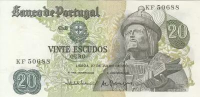 Portugal 20 Escudos - Garcia de Orta - 27-07-1971 - S�rie KF