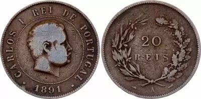 Portugal 20 Reis Carlos 1st - 1891 A