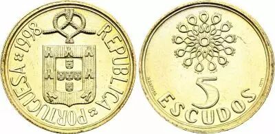 Portugal 5 Escudos - Portugal\'s coat of arms and a sailor\'s knot - 1998