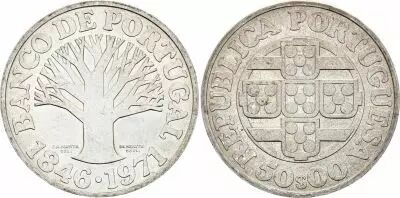 Portugal 50 Escudos - 1971 - 125 Years of the Bank of Portugal - Arms