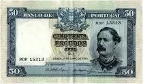 Portugal 50 Escudos, Fontes Pereira de Melo - 1955 - P.160 - VF +