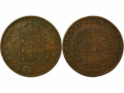Portugal Mary II - 20 Reis - 1850 Lisbon