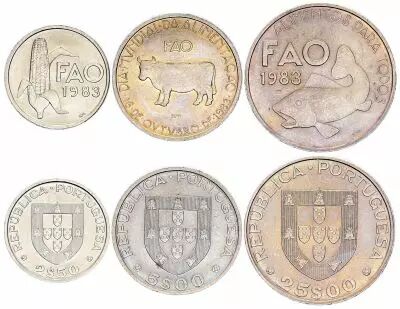 Portugal S�rie 3 pi�ces - 2.5, 5, 25 Escudos - FAO - 1983