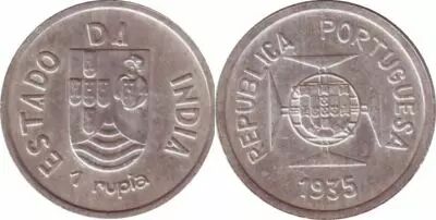 Portugiesisches Indien 1 Rupia Arms
