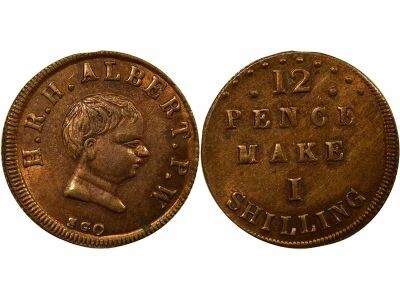 Prince Albert - Copper School  Counter Token, 12 Pence = Shilling - 1843