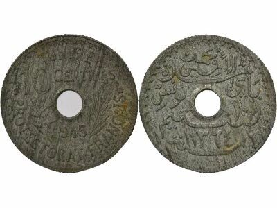 Protectorate, Muhammad VIII - 10 Centimes - 1945 Paris