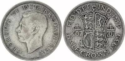 Regno Unito 1/2 Crown Georges VI - 1939 - VF - KM.856 - Silver