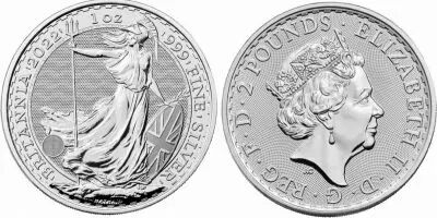 Regno Unito 2 Pounds Elizabeth II - Britannia Oz Silver 2022