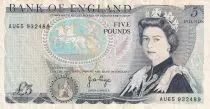 Regno Unito 5 Pounds - Elizabeth II - Duke of Wellington - ND (1973-1980) - P.378b