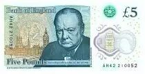 Regno Unito 5 Pounds Elizabeth II - Winston Churchill - 2016 Polymer - UNC
