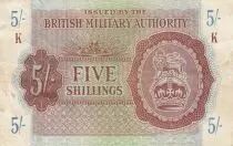 Regno Unito 5 Shillings British Military Authority - 1943 - Serial K