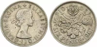 Regno Unito 6 Pence various years - Coat of arms, Elisabeth II