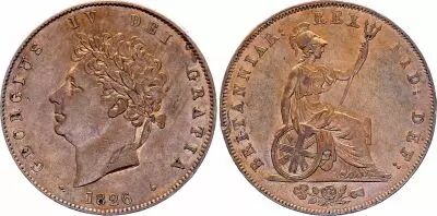 Reino Unido 1/2 Penny, George IV - 1826 - XF
