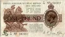Reino Unido 1 Pound,  George V - St George,  dragon - 1922 - F to VF - P.359 -  Serial K1/100