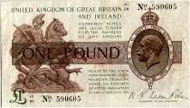 Reino Unido 1 Pound, George V - St George,  dragon - 1922 - VF - P.359 -  Serial H1/56