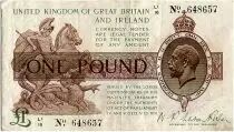 Reino Unido 1 Pound, George V - St George,  dragon - 1922 - VF - P.359 -  Serial L1/16