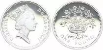 Reino Unido 1 Pound Elizabeth II - Silver 1991 - Proof